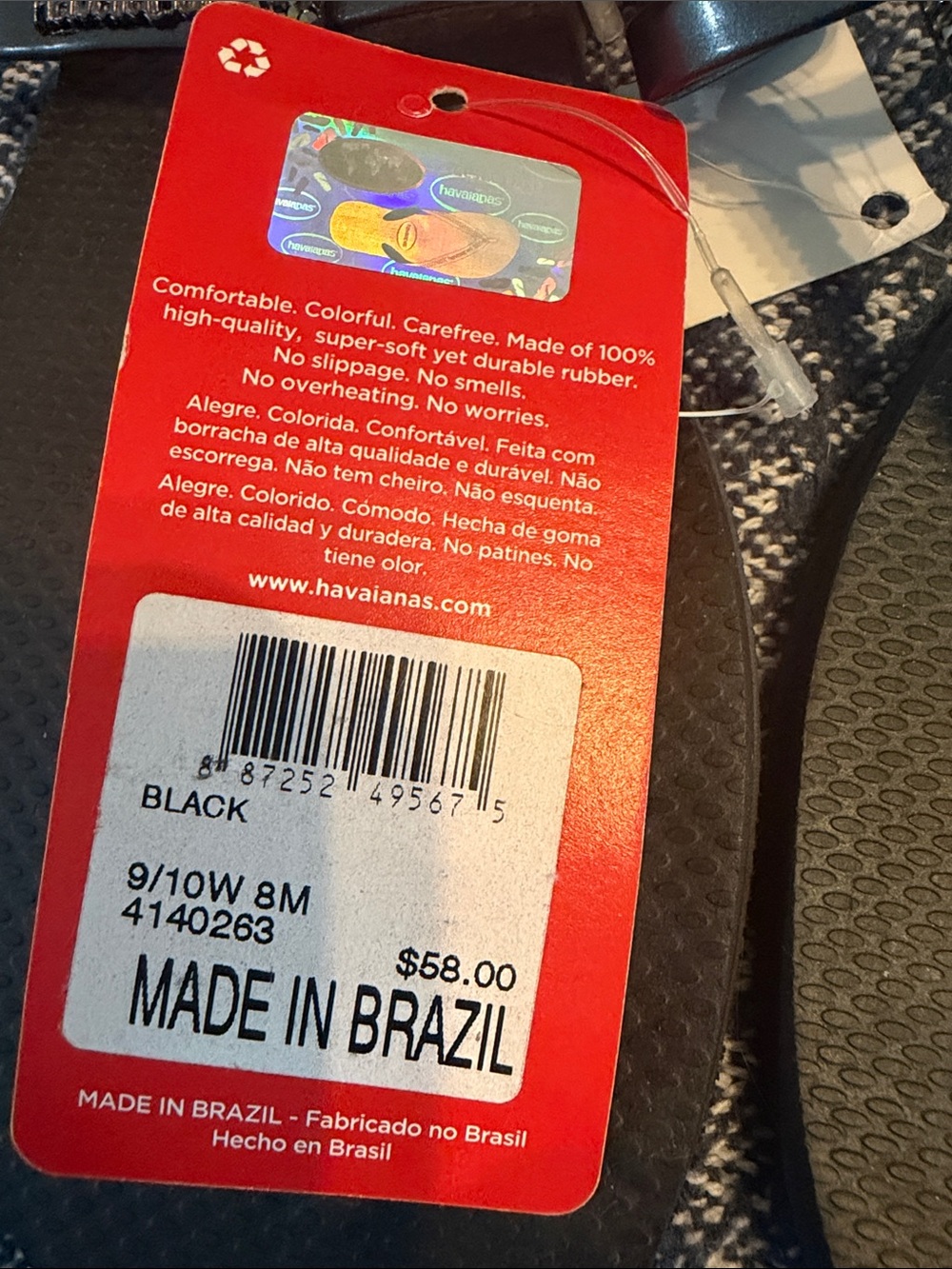 Havaianas Black T-Strap Sandals with Sparkling Accents - Picture 3 of 4